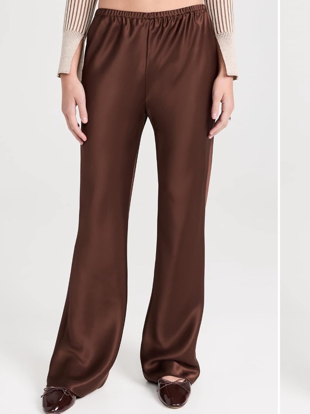 Reformation Gale Satin Mid-rise Pants in Cafe Size XS